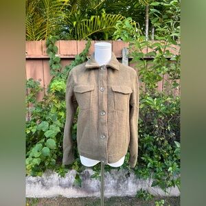 NWT Joie Moto Teddy Cropped Shacket Military Green Size XS